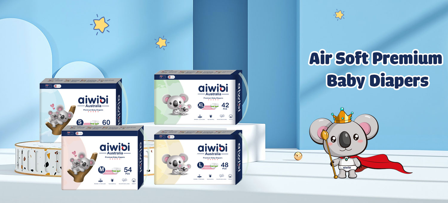 Disposable Premium Breathable Baby Diapers With Elastic Waistband